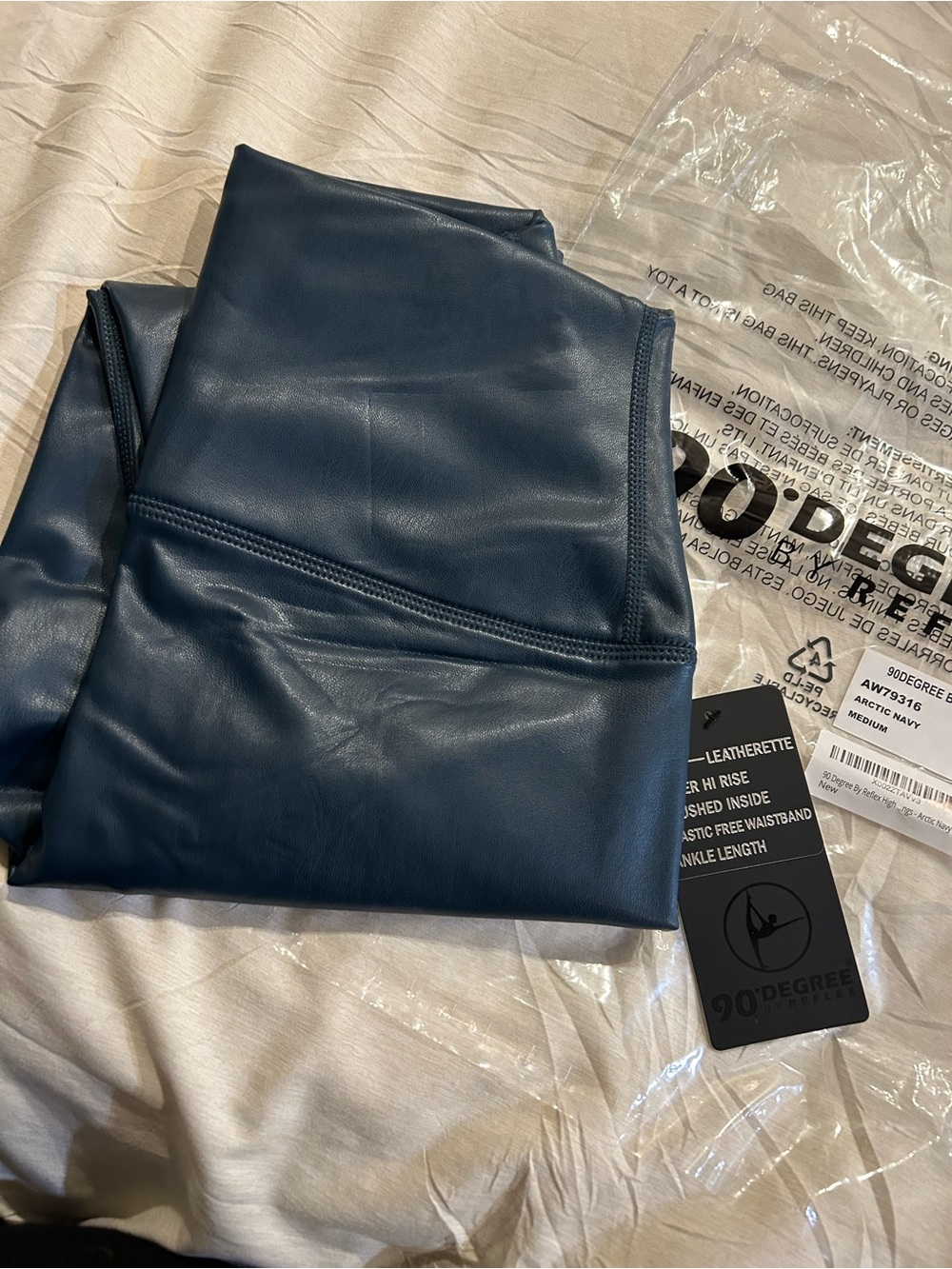 90 Degree By Reflex Navy Faux Leather Leggings